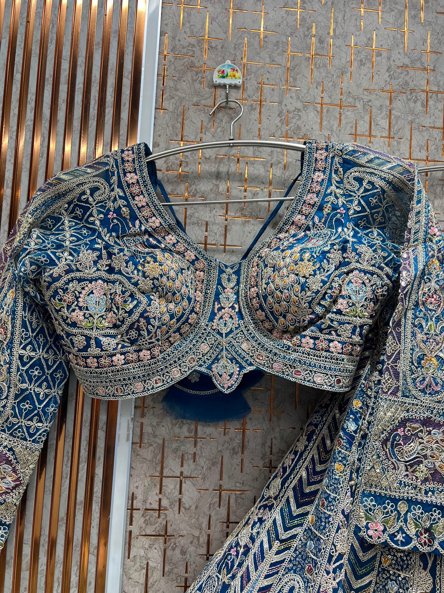 Rust Orange Peacock Crop Top Lehenga