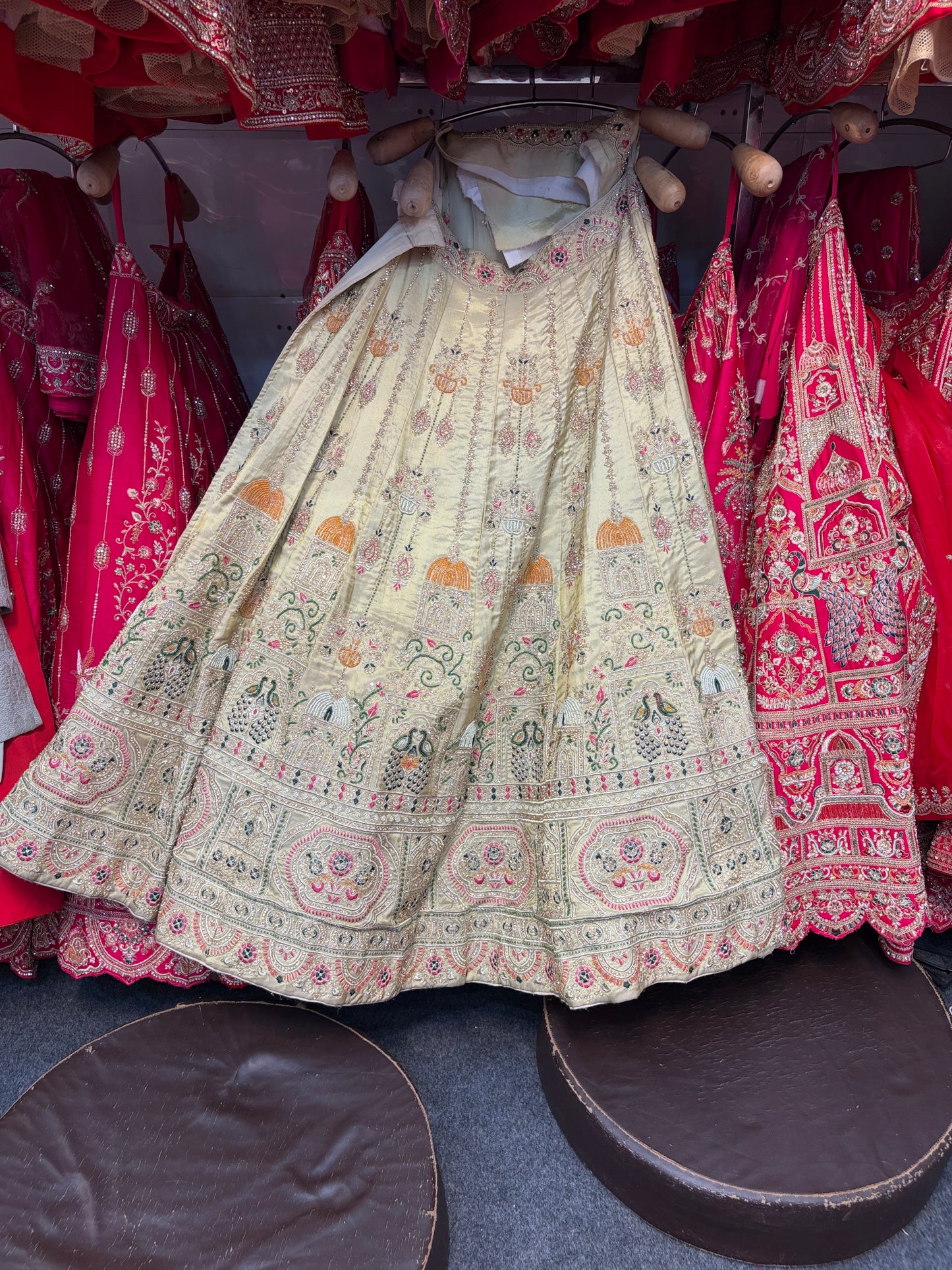 Golden Cream Ombre Designer Bridal Lehenga