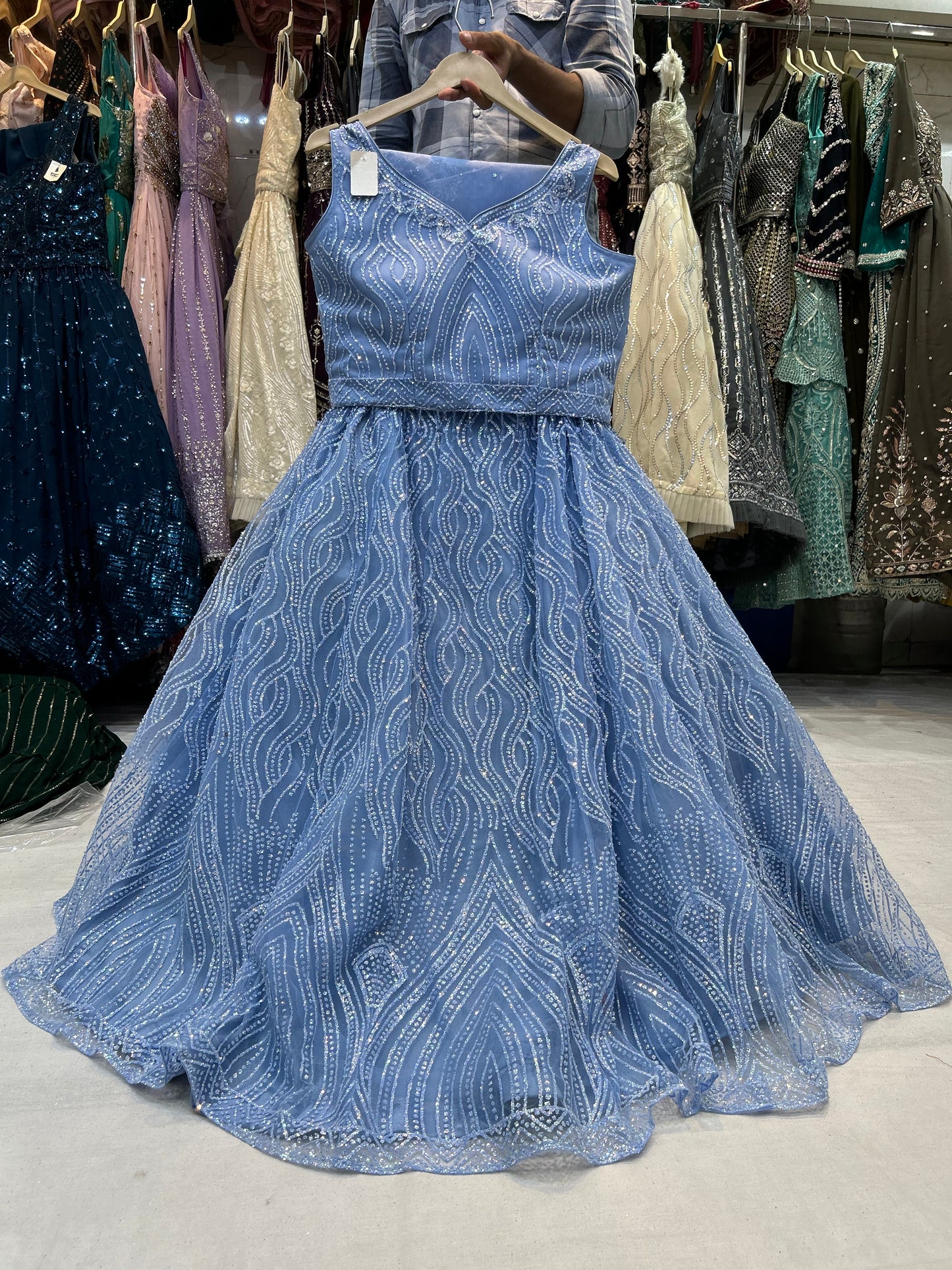 Stunning Blue Crop top dress lehenga