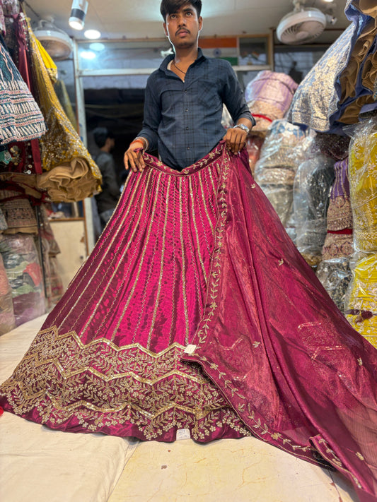 Fantastic maroon pink wine Lehenga