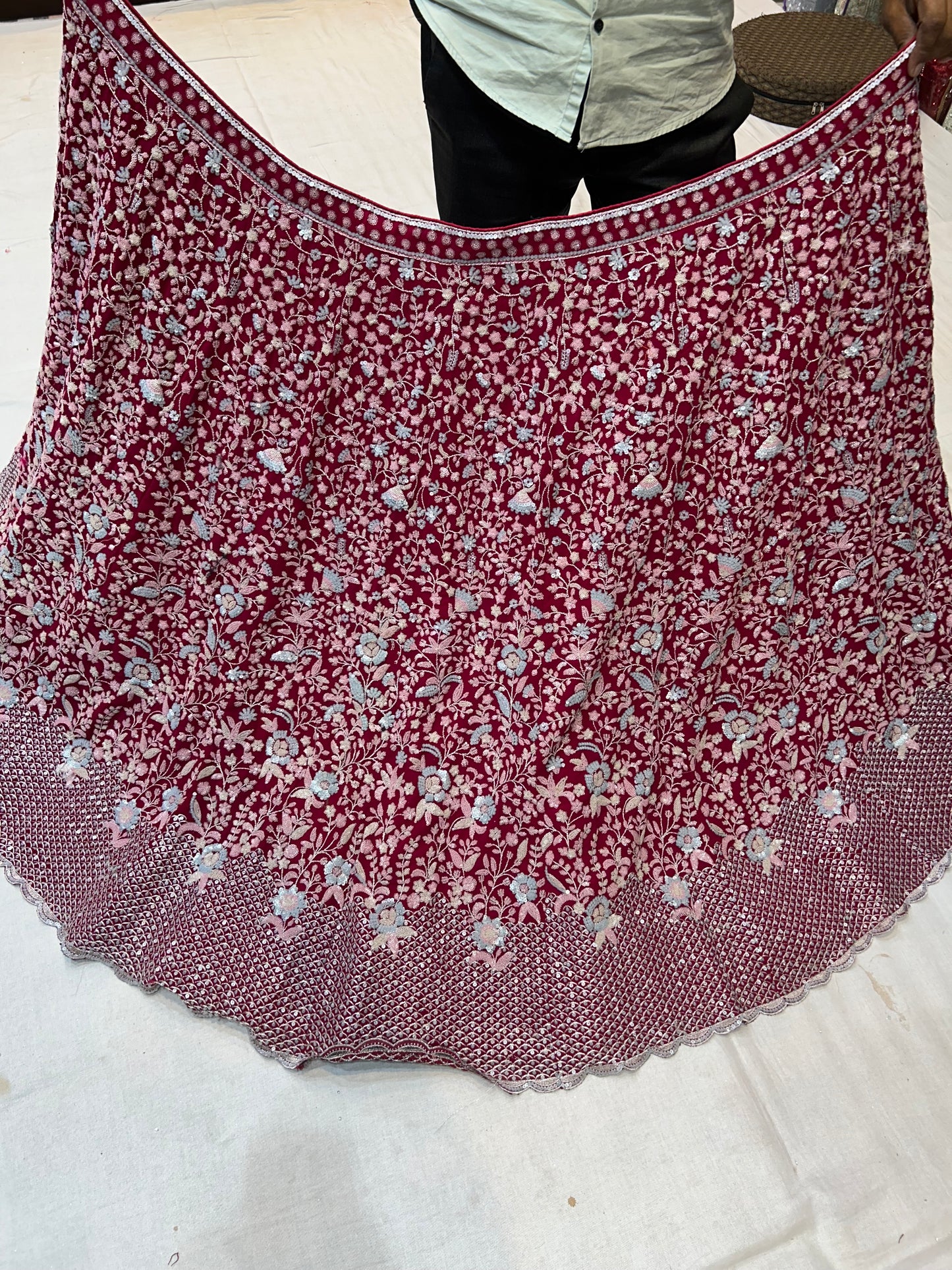 Lavishing Pink Red floral Lehenga