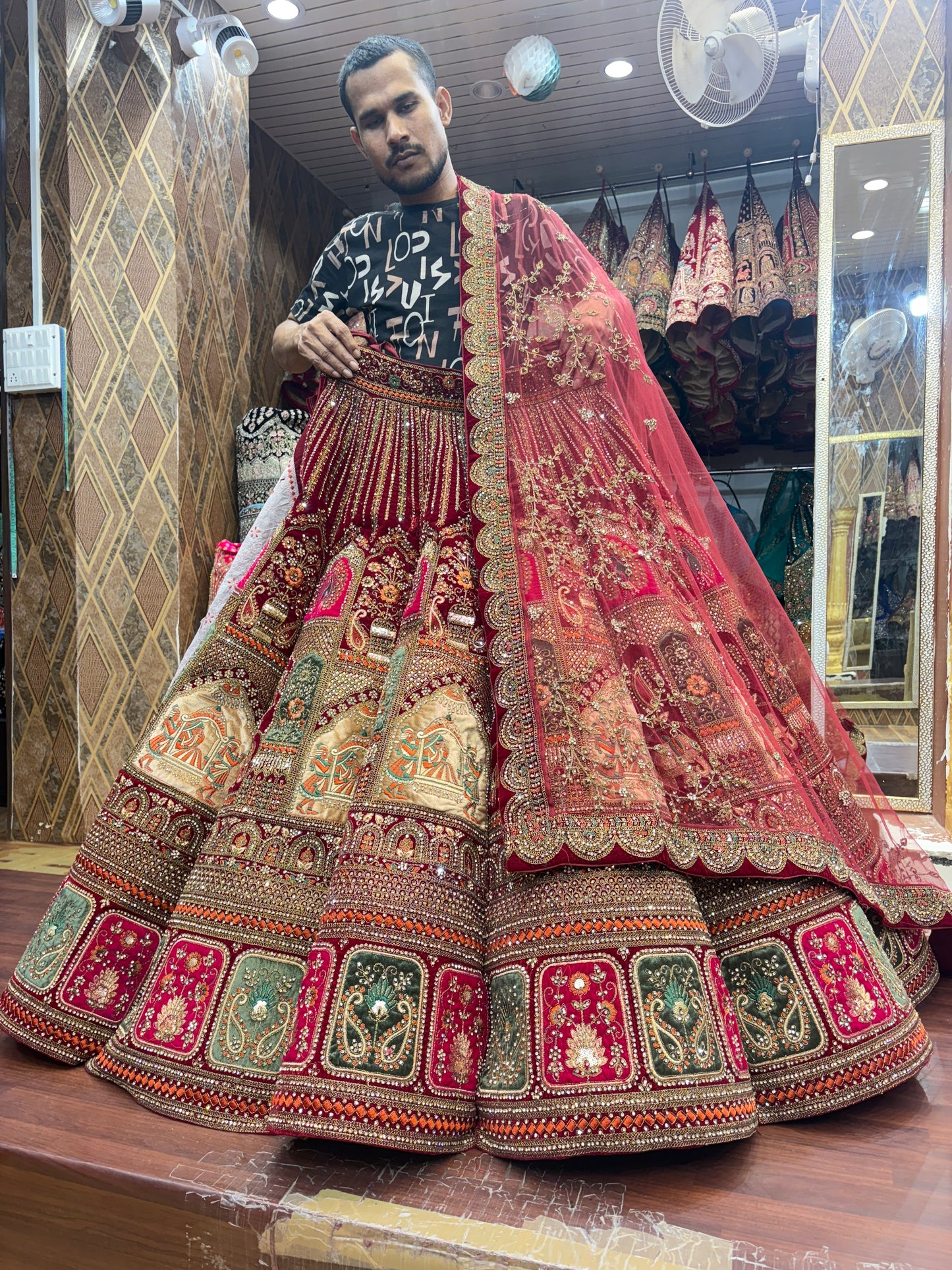 Amazing maroon Ball bridal Lehenga