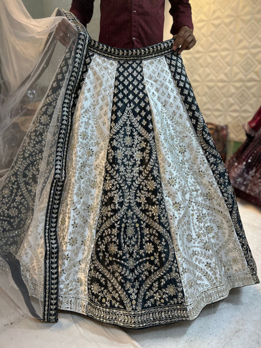 Partywear white black Sparkling Lehenga - Shopping World