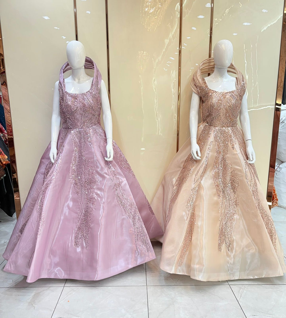 Golden pink gown
