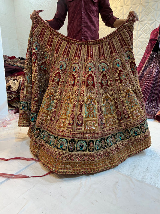 Astonishing red peacock bridal Lehenga