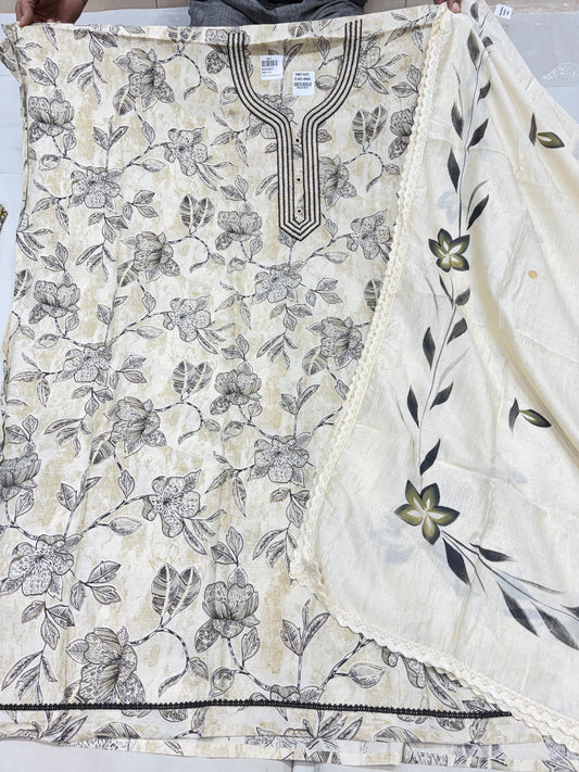 Charming white unstitched suit ( free size )