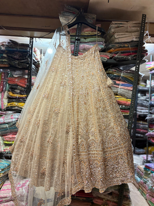Khoobsurat golden crop top Lehenga