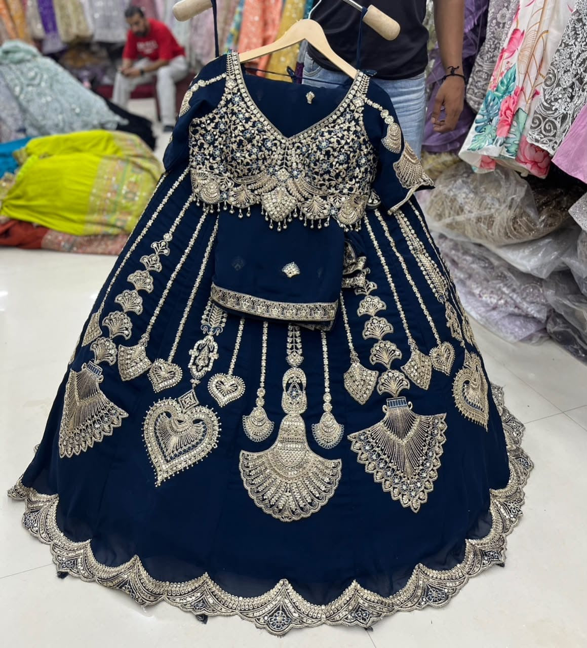 Green Crop Top Lehenga
