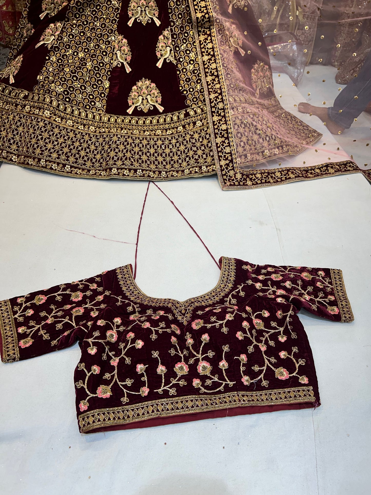 Maroon Pure handwork Bridal Lehenga