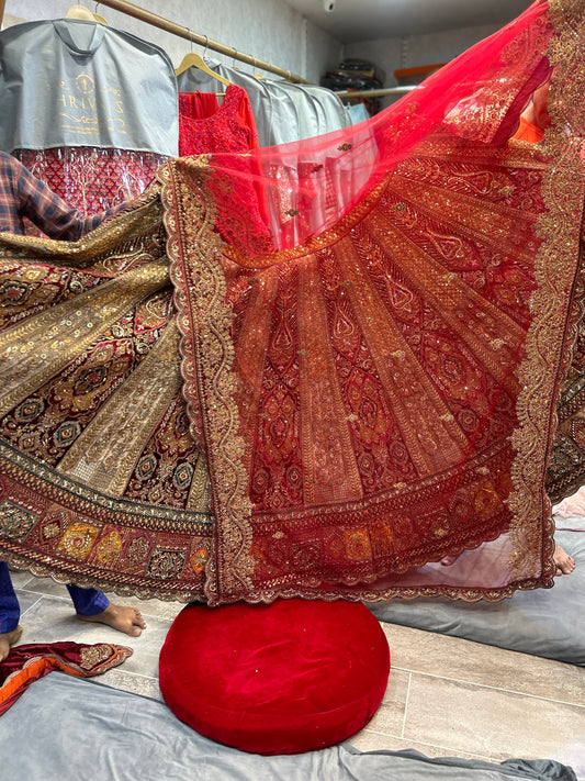 Heavy maroon Bridal Lehenga