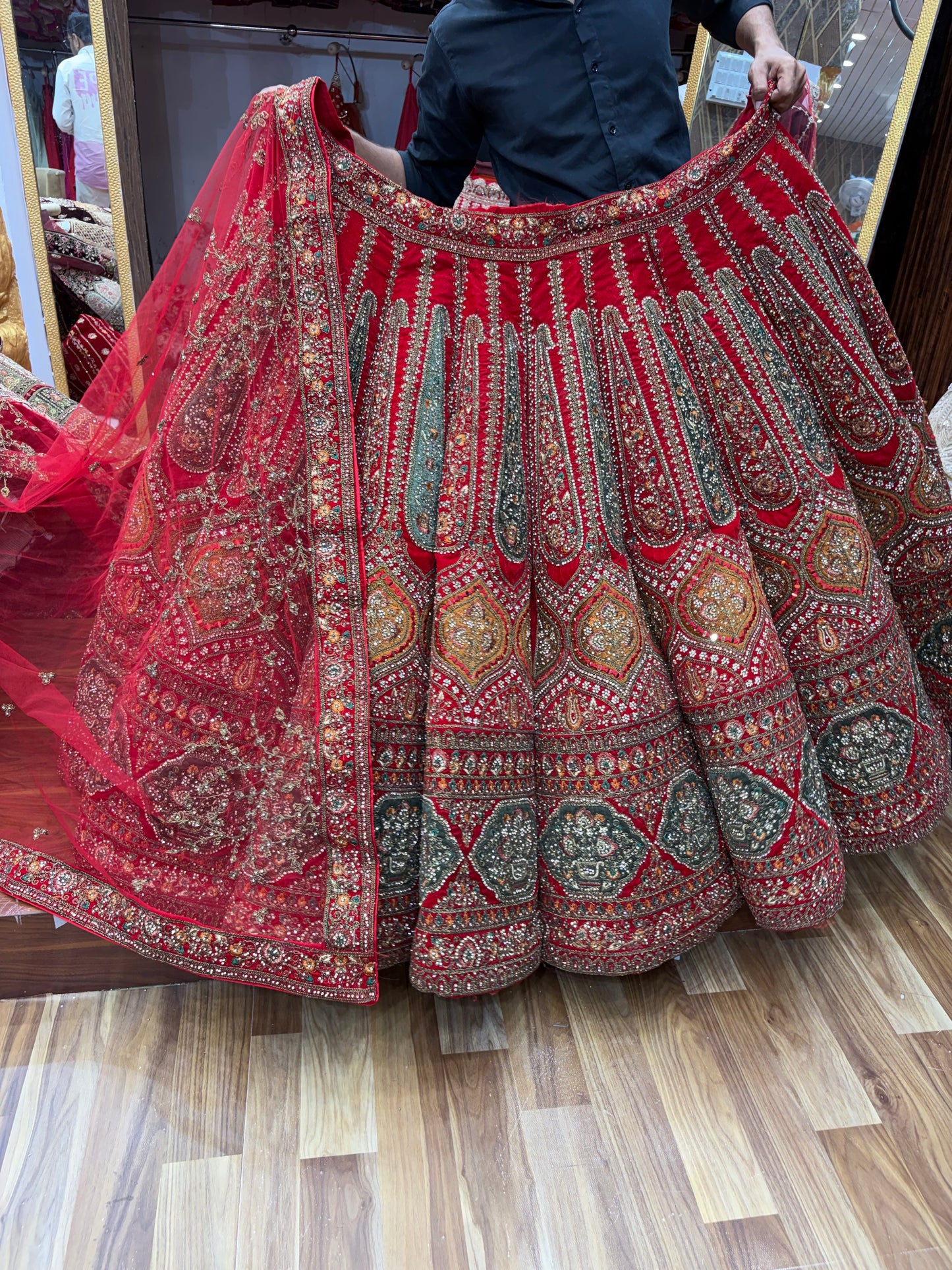 Maroon Peacock Ball Bridal Lehenga
