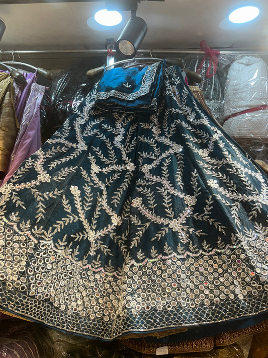 Attractive blue handwork lehenga