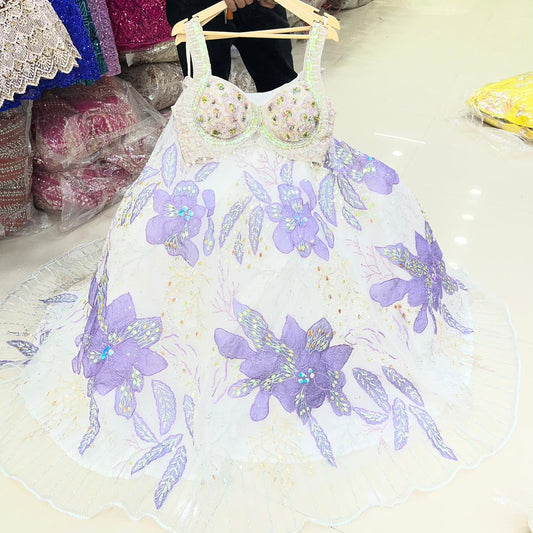 Khoobsurat Blue Pdp Ready to wear Crop top Lehenga