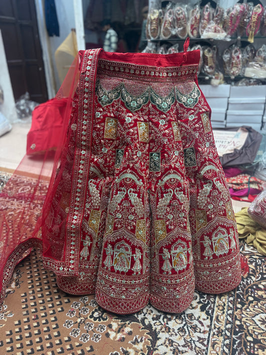 Amazing Red Doli Barat peacock Ball Bridal Lehenga