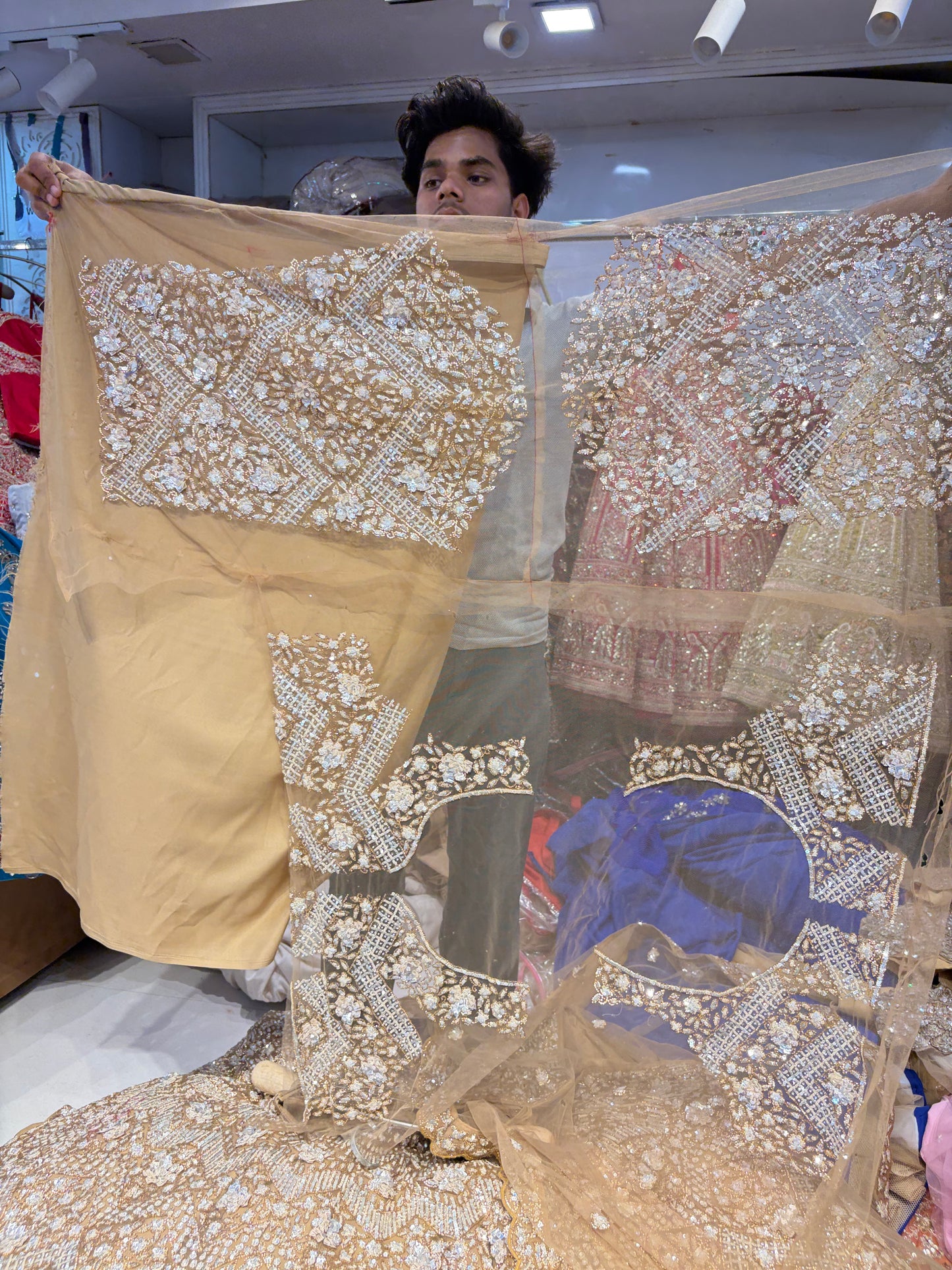 Heavy Chiku golden handwork Lehenga