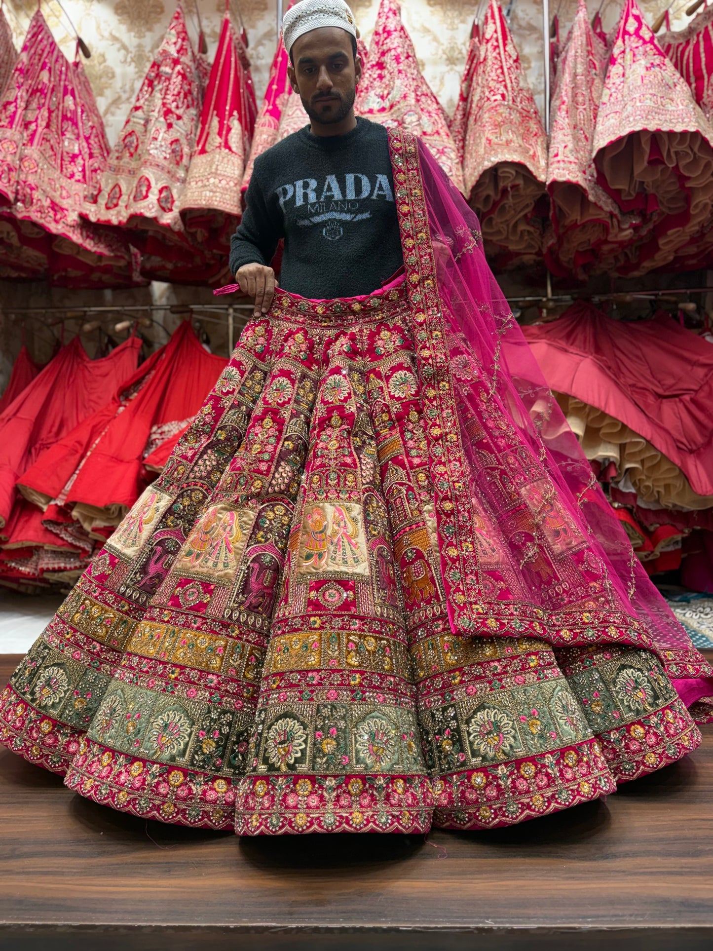Amazing Maroon Ball Doli Barat bridal Lehenga