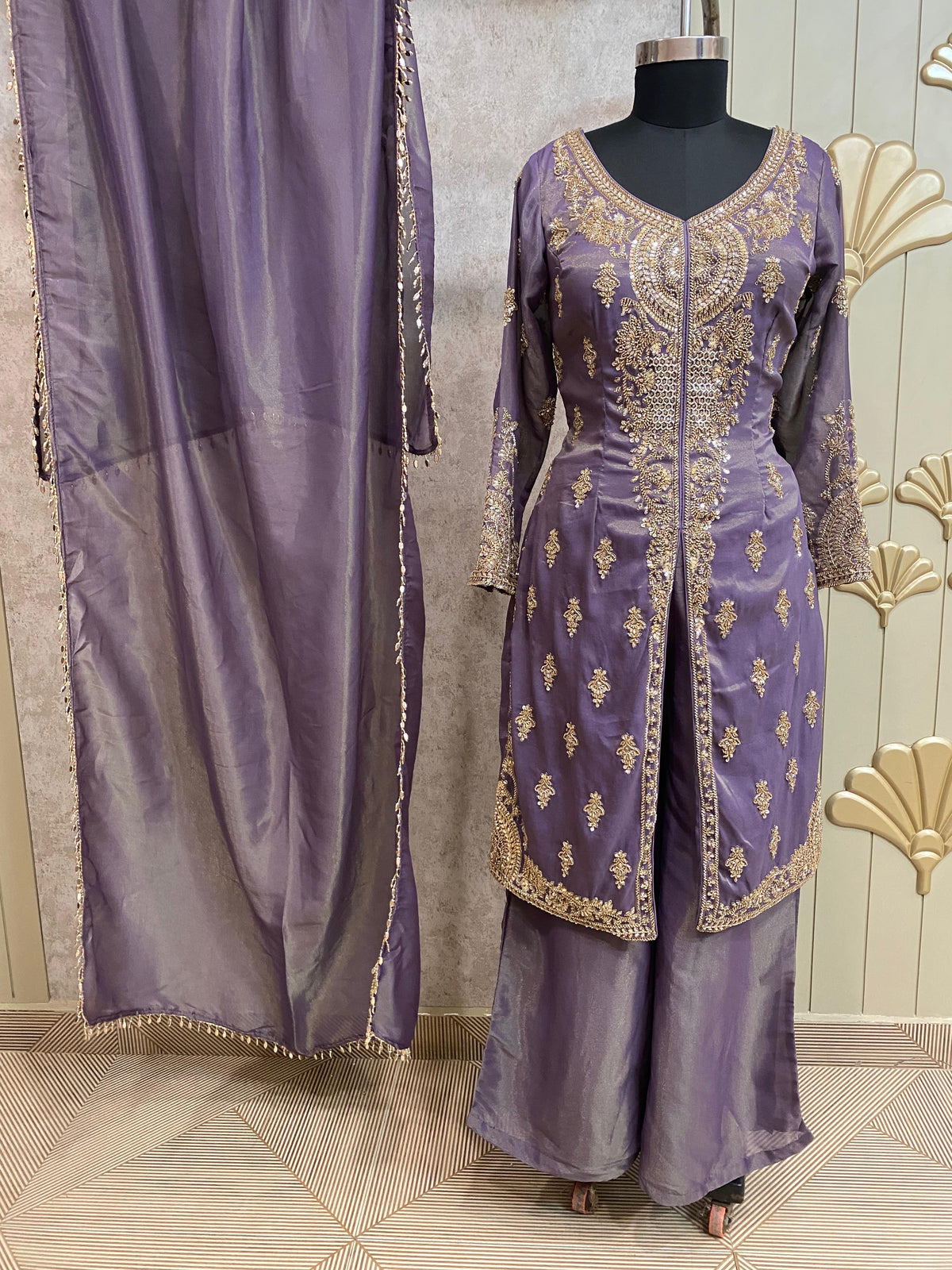 White Long Sharara Suit Dress Material