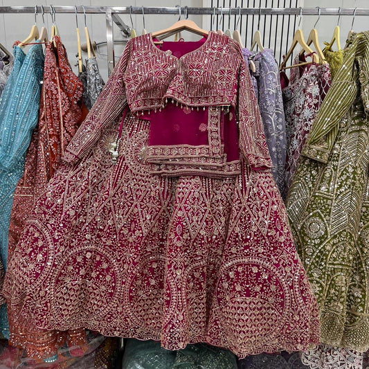 Hot Pink Crop Top Lehenga