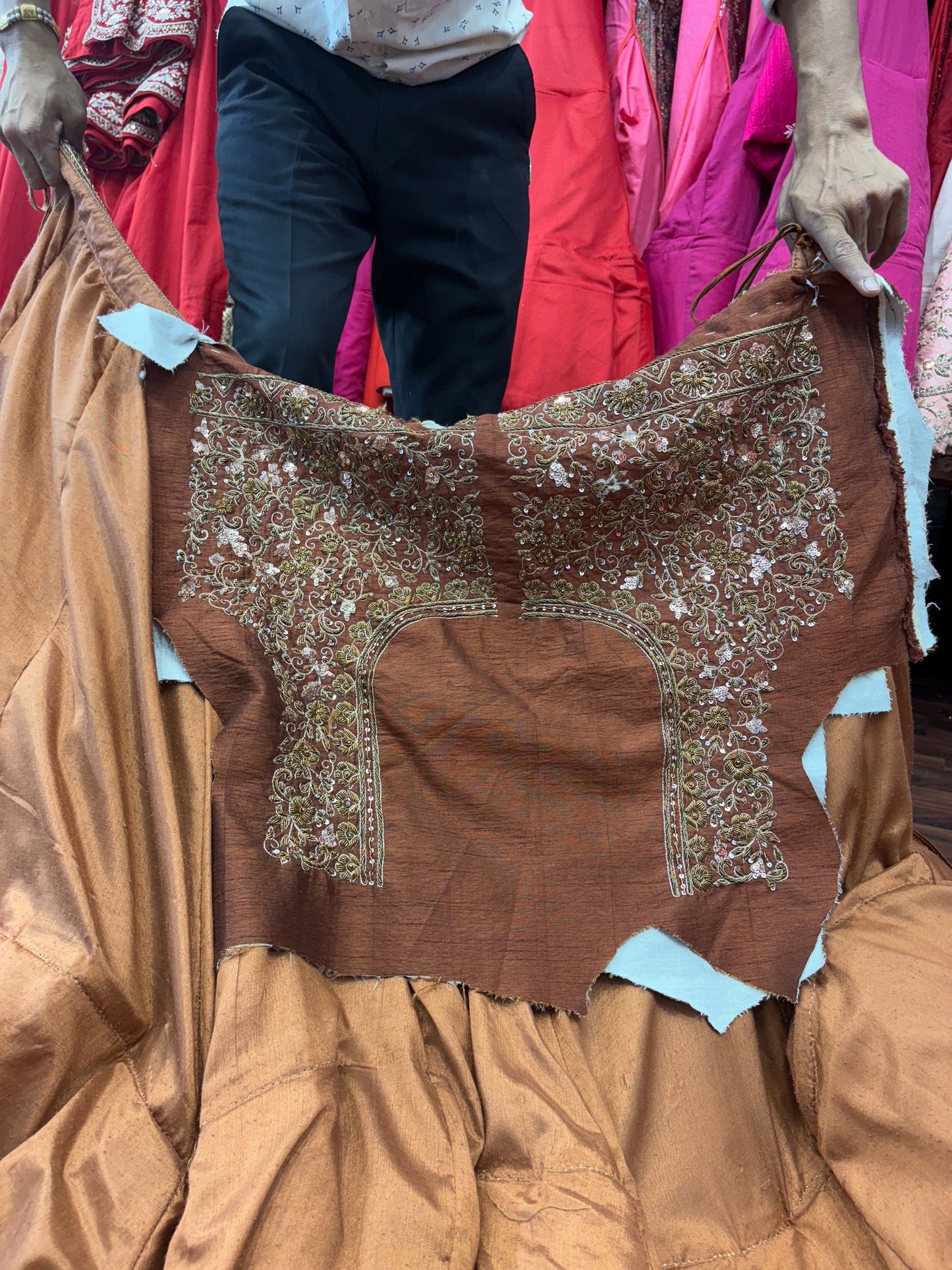 Awesome mustard zardozi dabka handwork handmade bridal Lehenga