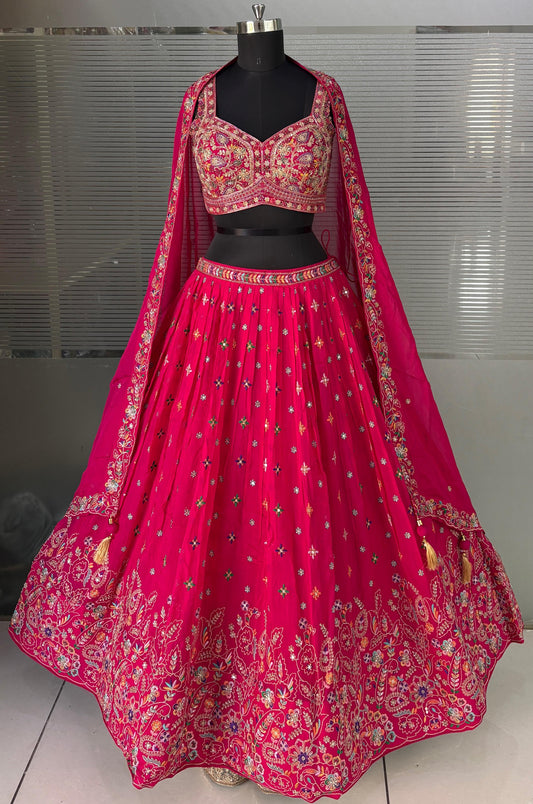 Hot Pink Crop Top Lehenga