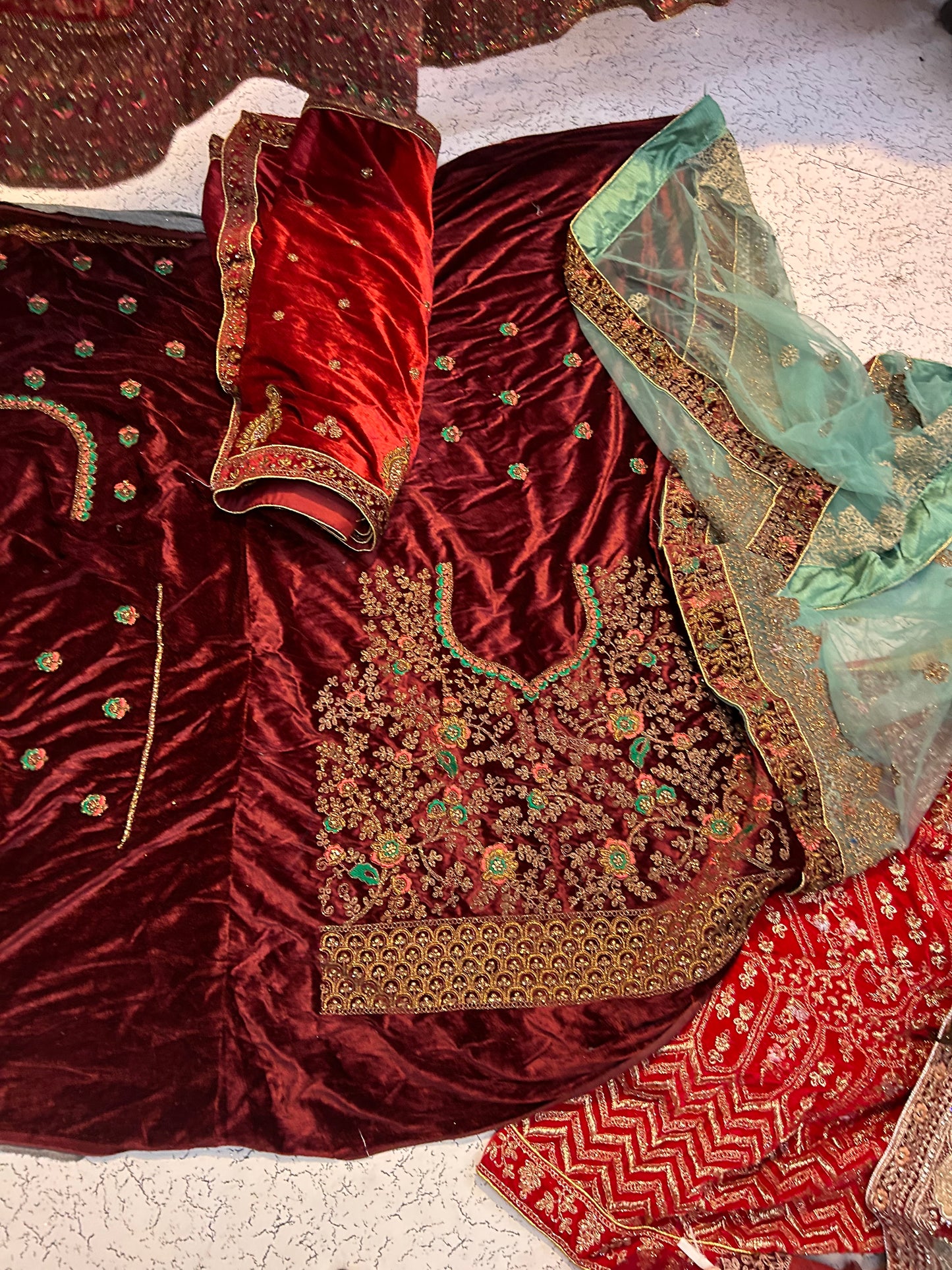 Multicolour bridal lehenga