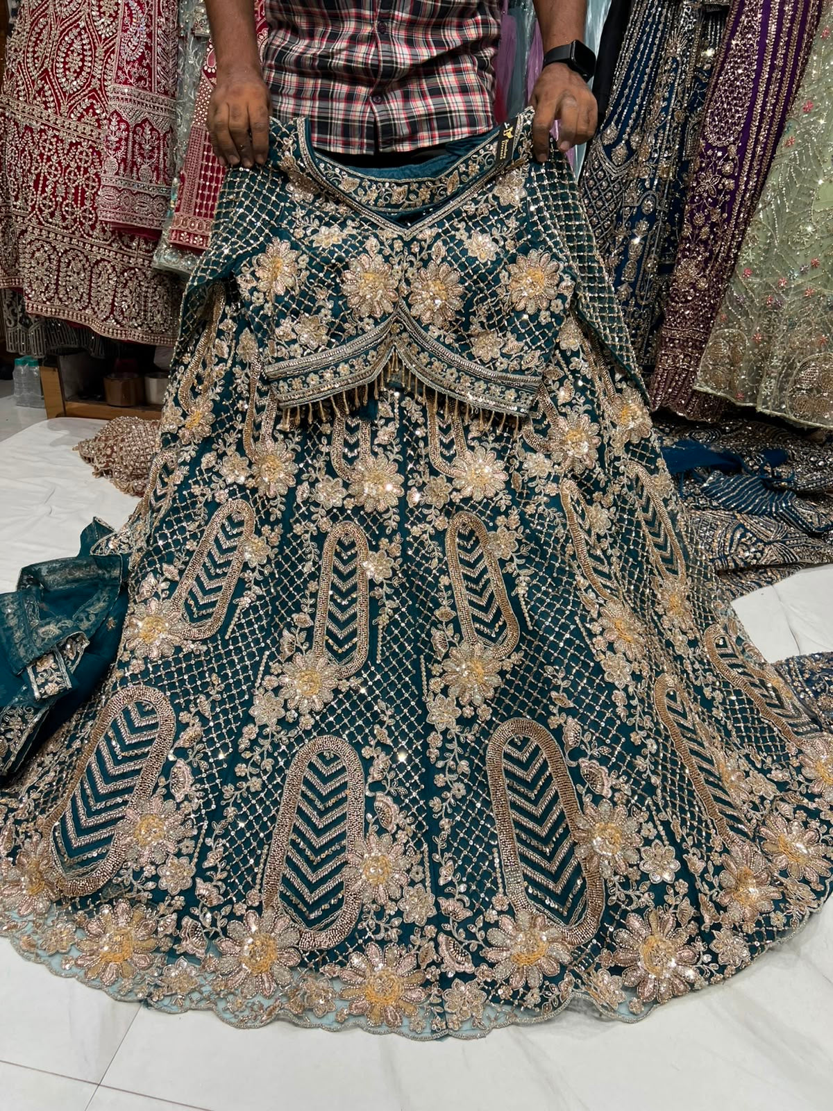 Blue Designer Crop Top Lehenga