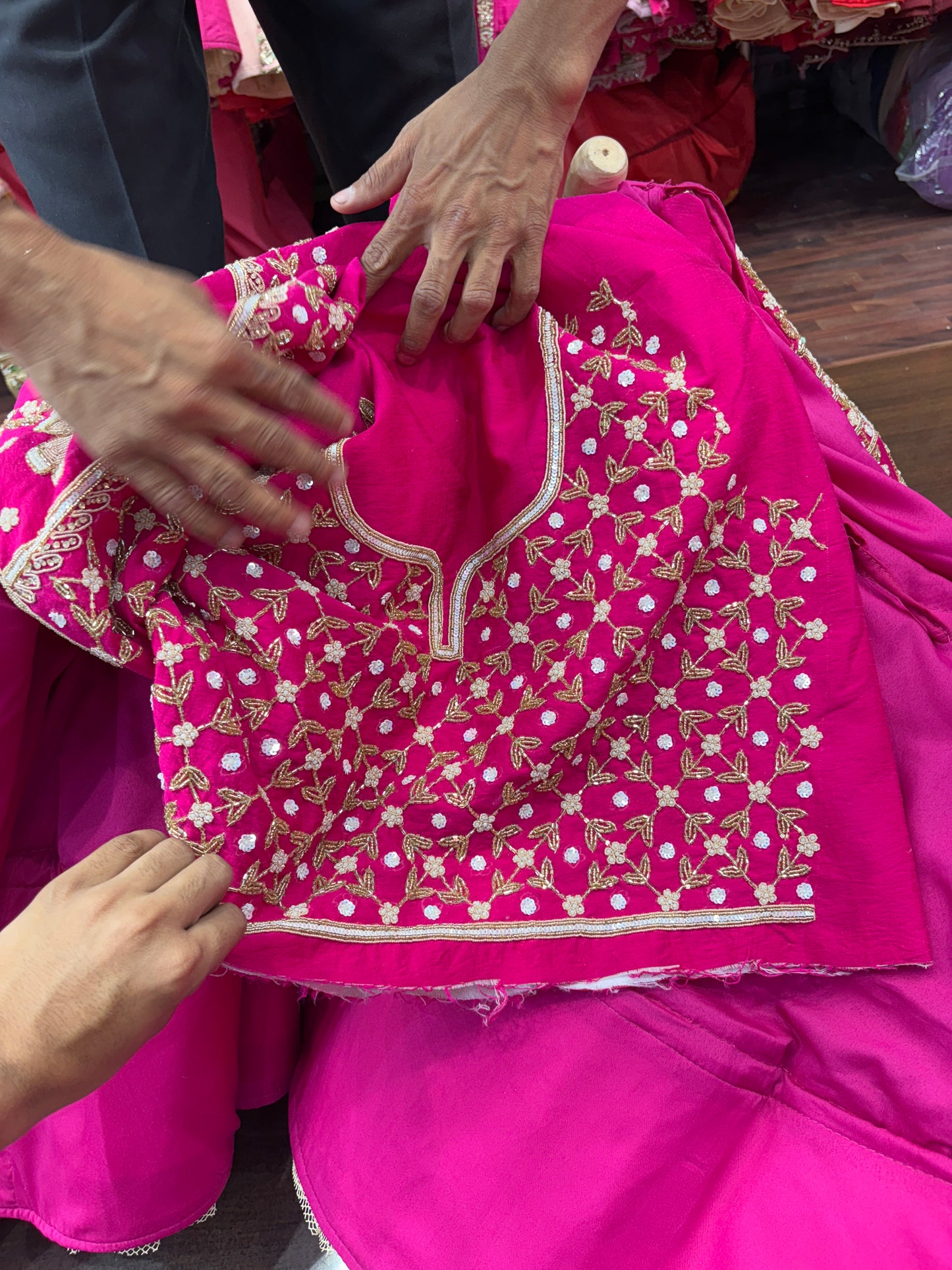 Designer Rani pink Gajraj handwork handmade bridal Lehenga