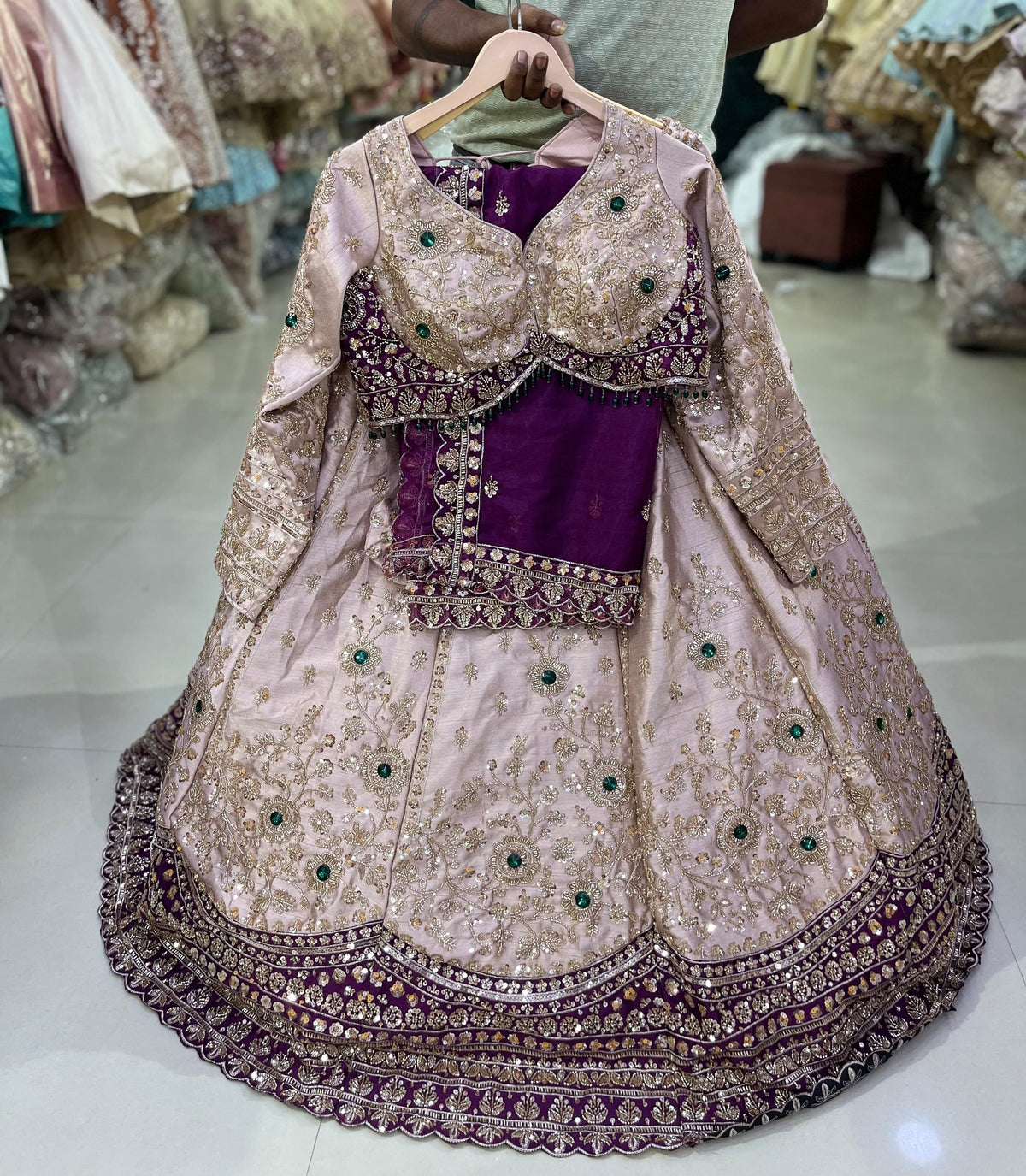 Yellow crop top Lehenga
