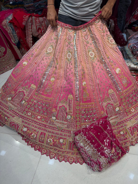 Pink Double Shade Bridal Lehenga (Happy Customer)