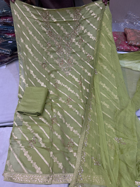 Green Fancy women Unstitched Suit