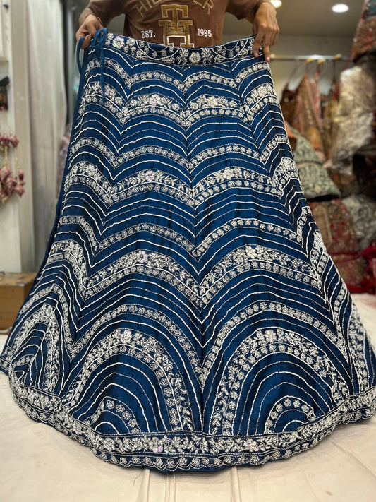 Good looking blue partywear lehenga