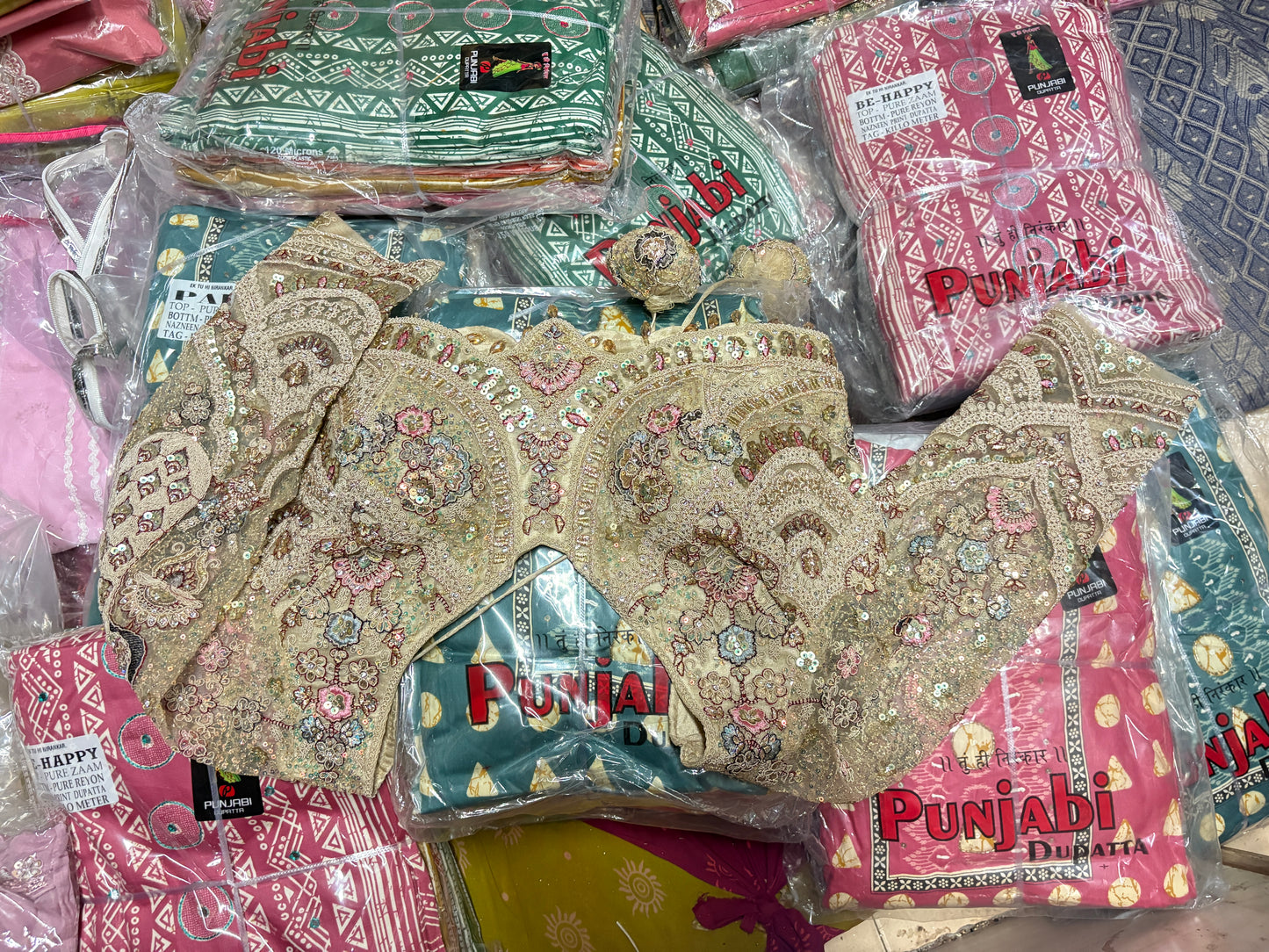 Designer golden peacock crop top Lehenga