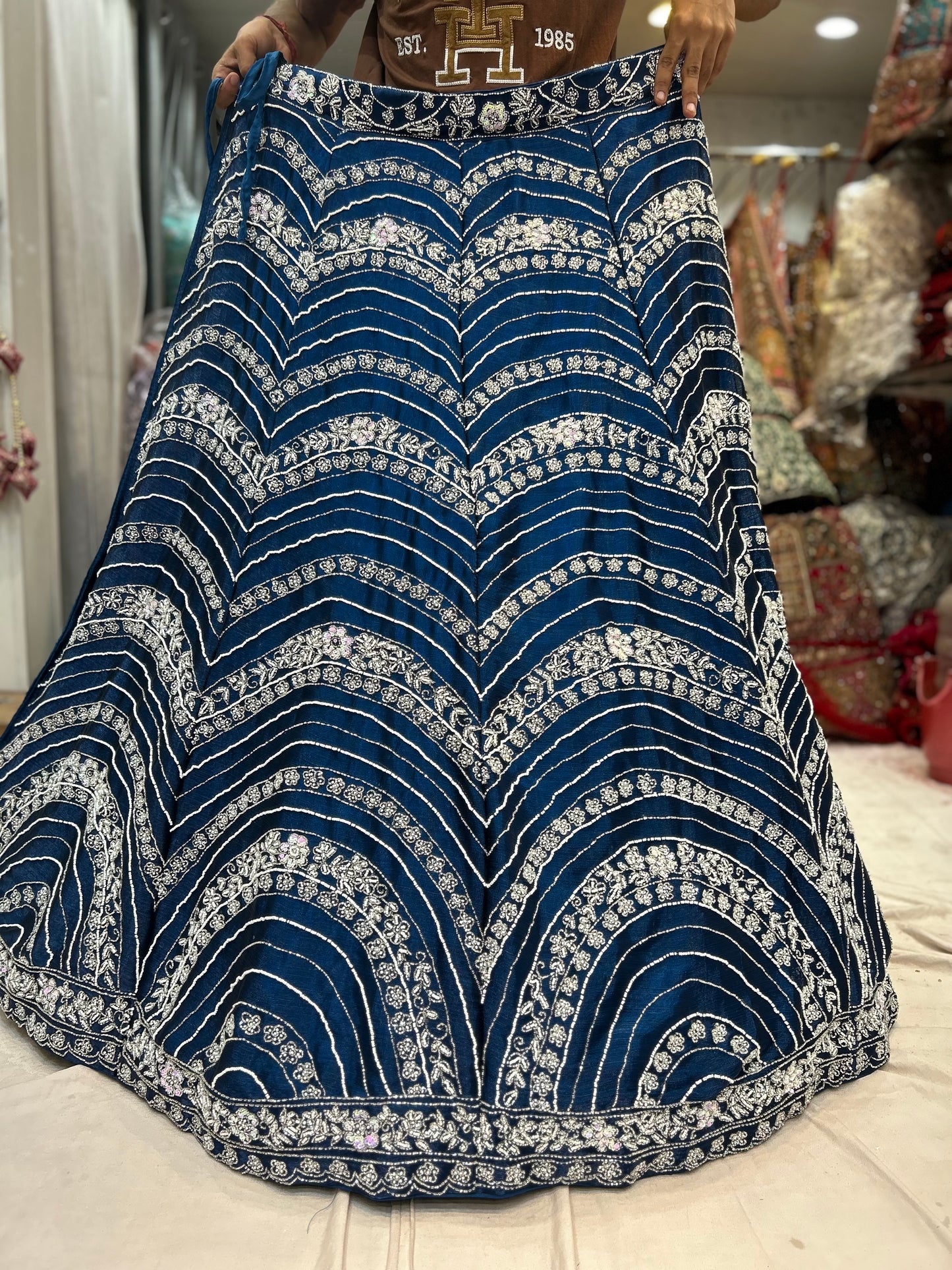 Good looking blue partywear lehenga