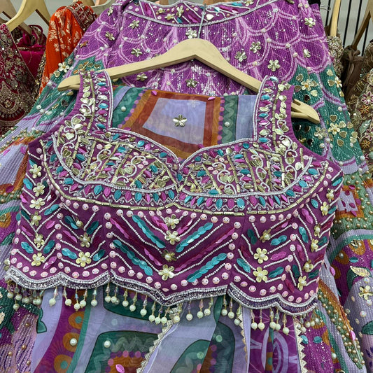 Purple PDP Crop Top Lehenga