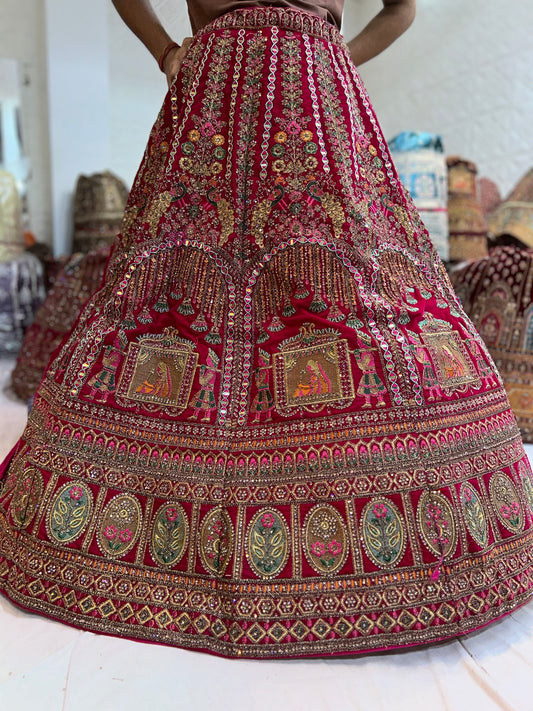 Delightful doli barat red bridal lehenga