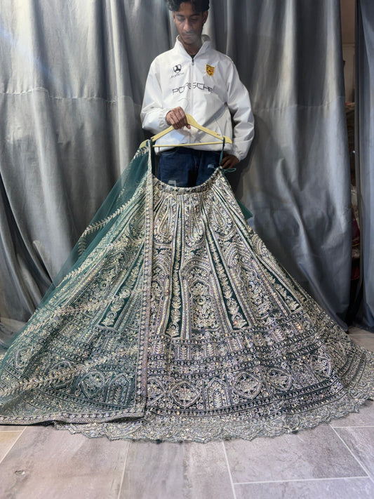 Gorgeus Green Crop Top Lehenga