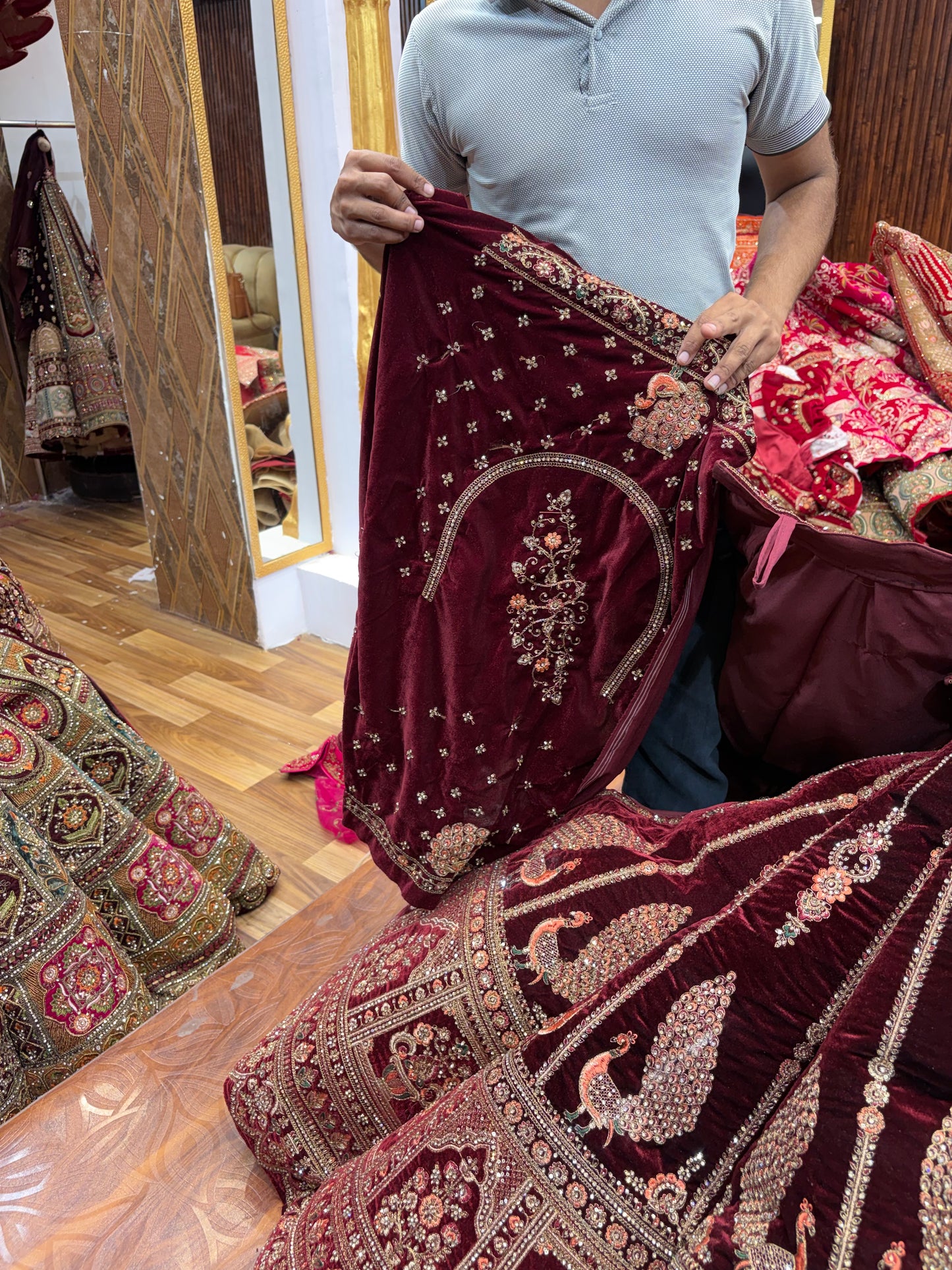 Peacock Maroon Ball Bridal Lehenga