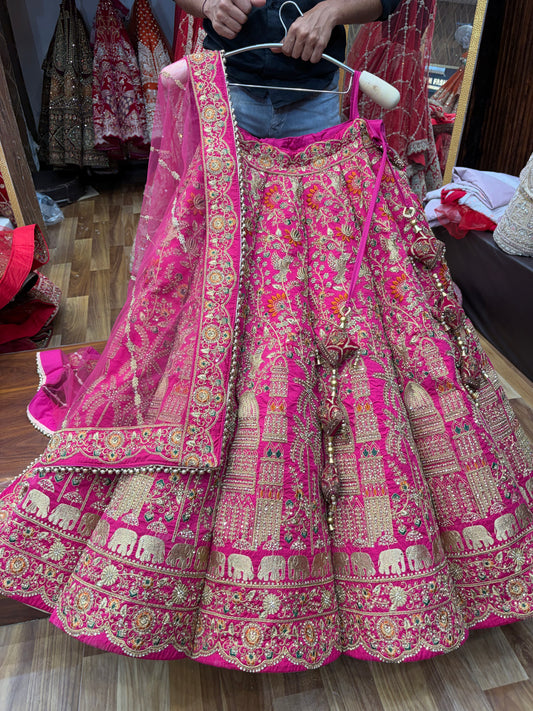 Rani pink Ball Bridal Lehenga