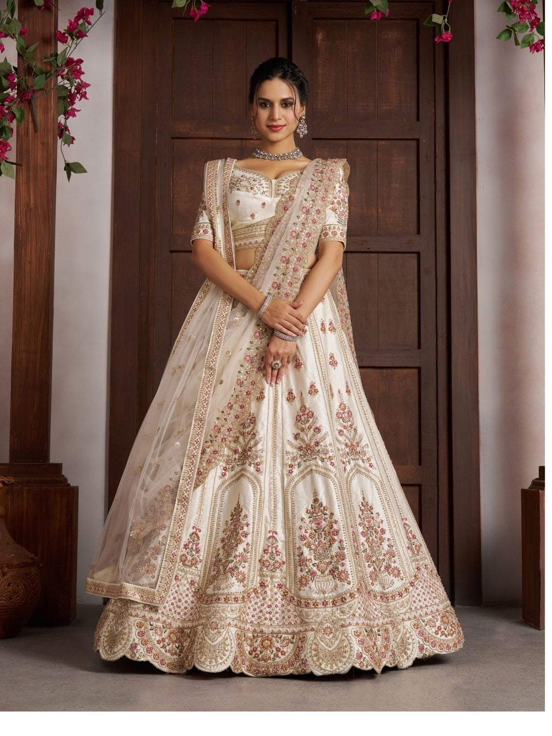 White Designer Crop Top Lehenga