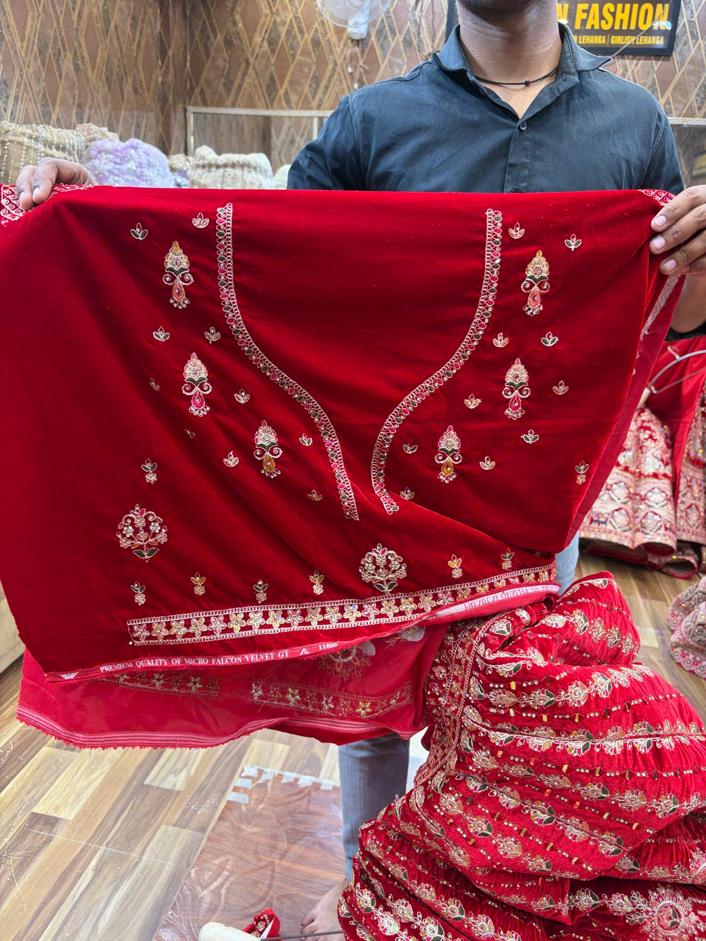 Peacock red Ball Bridal Lehenga - Shopping World