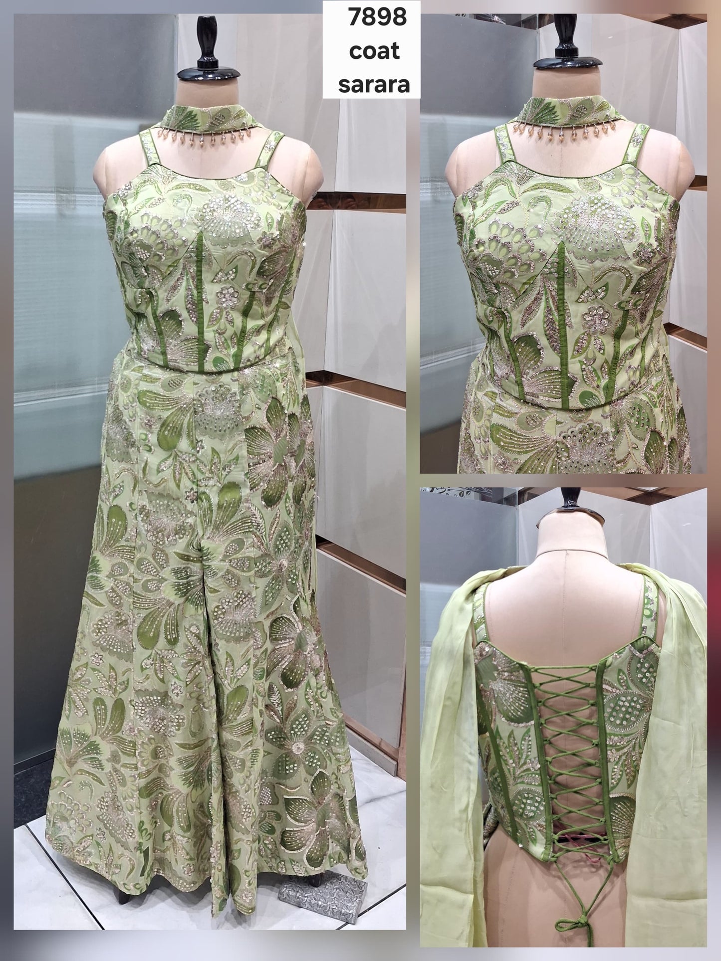 Pista Green Crop Top Lehenga