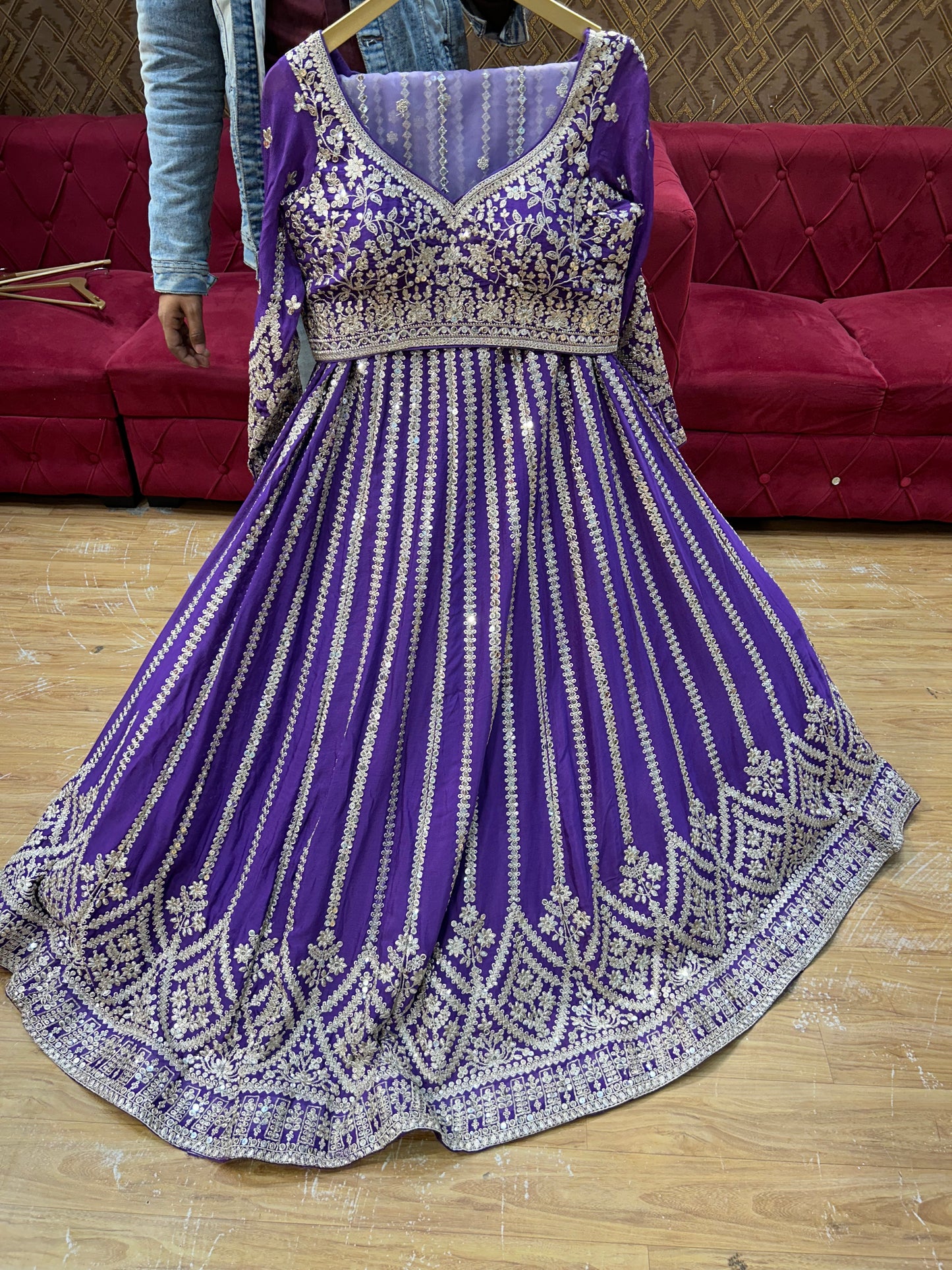 Astonishing purple crop top Lehenga