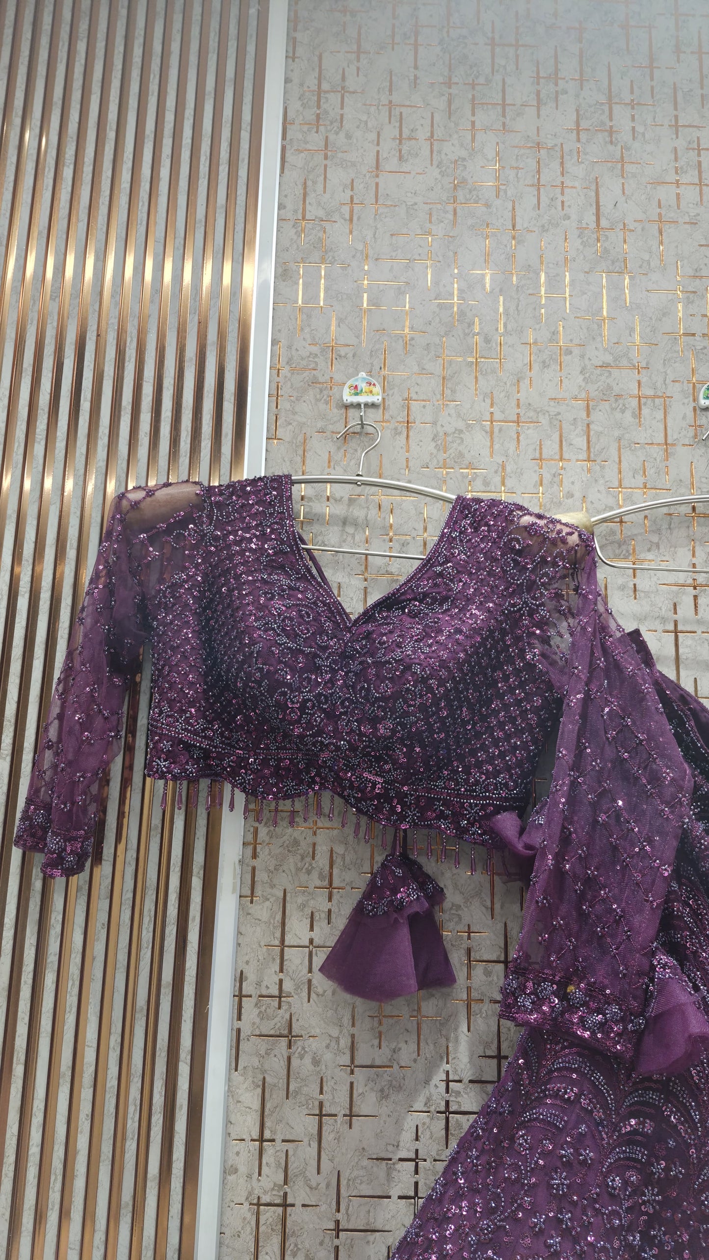 Golden Fish Cut Crop Top Lehenga