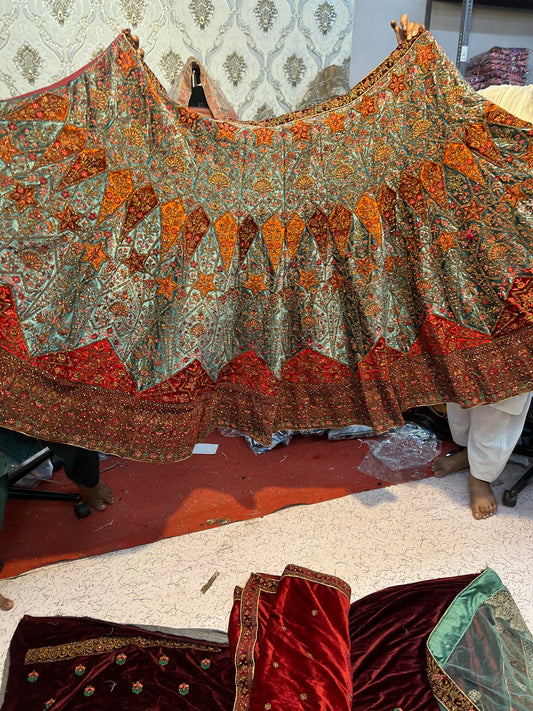 Multicolour bridal lehenga