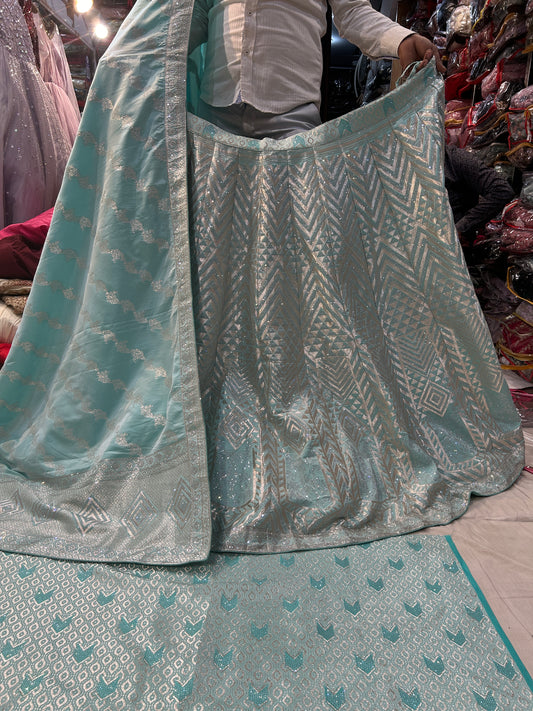 Blue Shinning Lehenga
