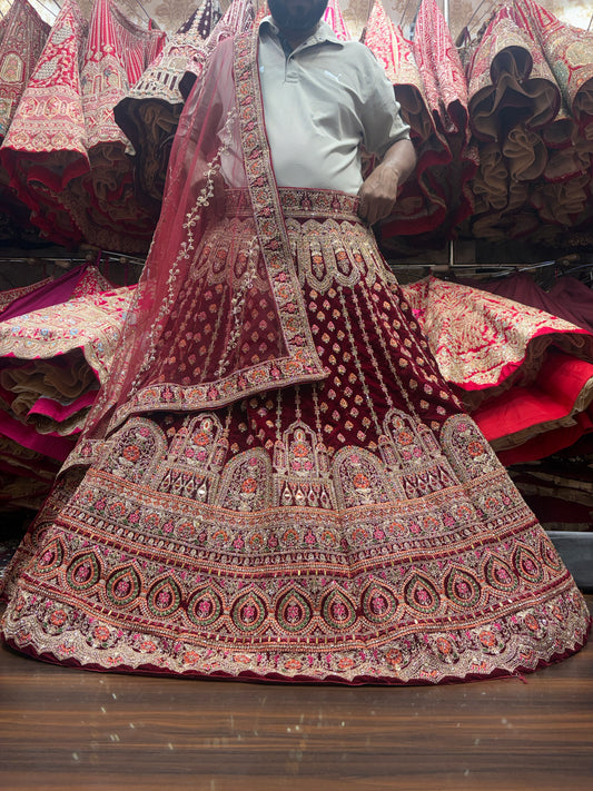 Beautiful maroon bridal Lehenga