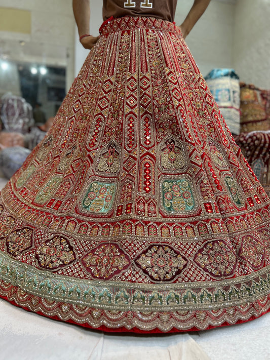 Elegant red pink bridal lehenga