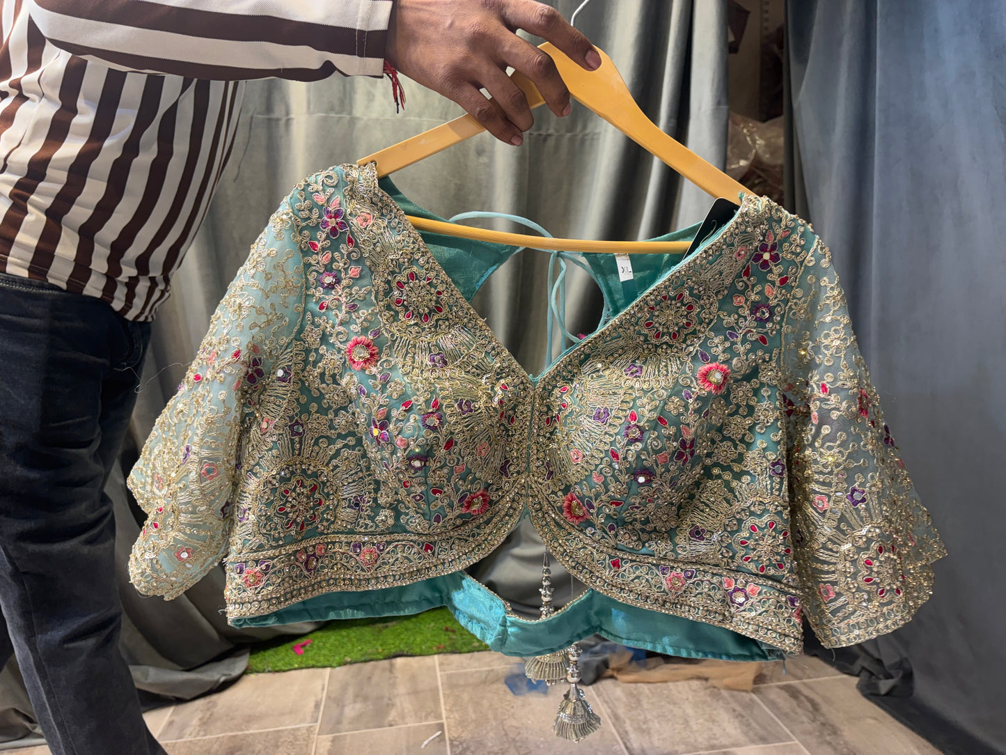 Eye Catching Brown green Animal print Crop Top Lehengay