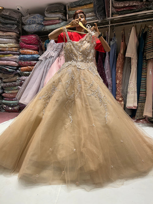 Stunning Light brown golden mustard Gown