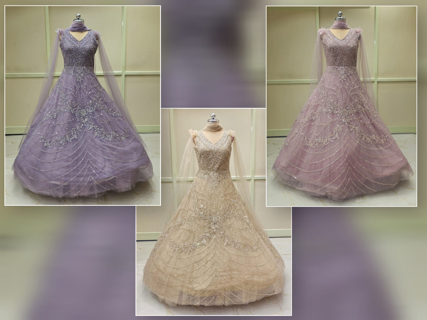 Purple Pink Golden Gown
